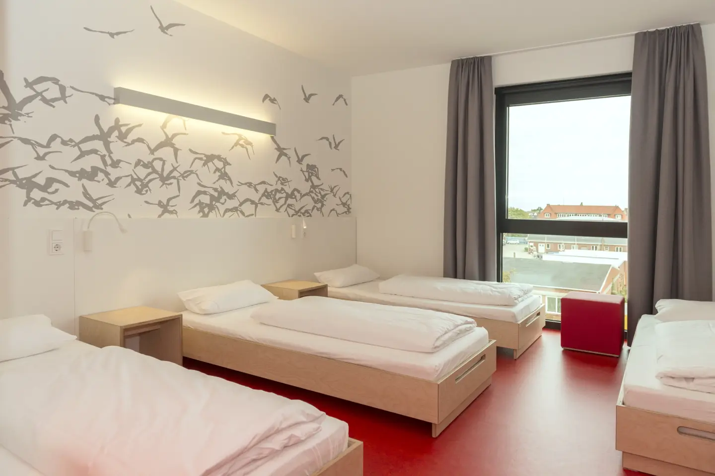 Klassenfahrt Cuxhaven - Mehrbettzimmer mit vier Einzelbetten