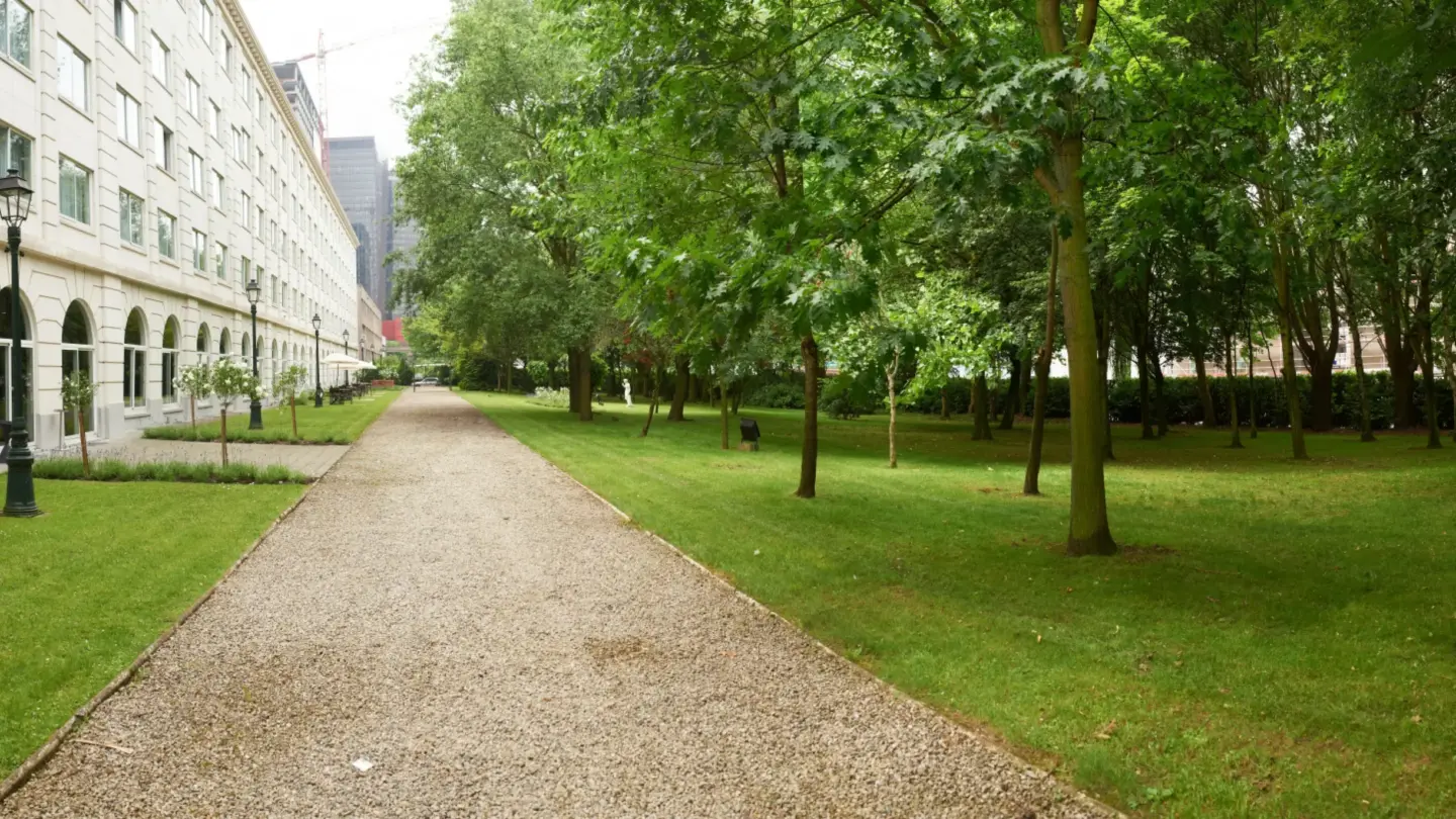 Klassenfahrt Brüssel - Außenbereich mit grünem Garten