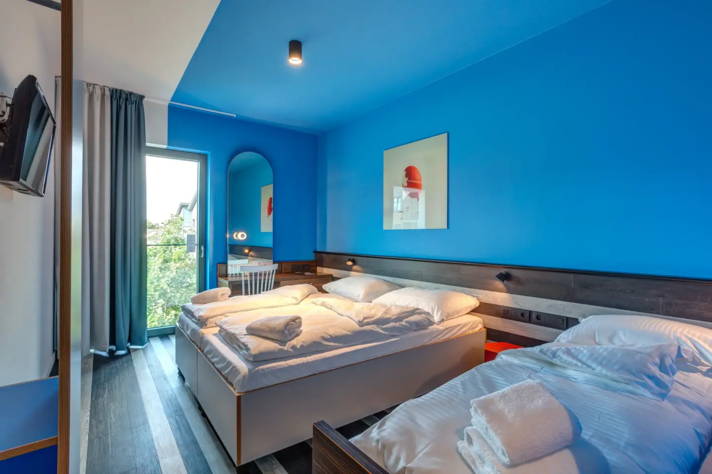 Klassenfahrt Brüssel - Dreibettzimmer mit drei Einzelbetten